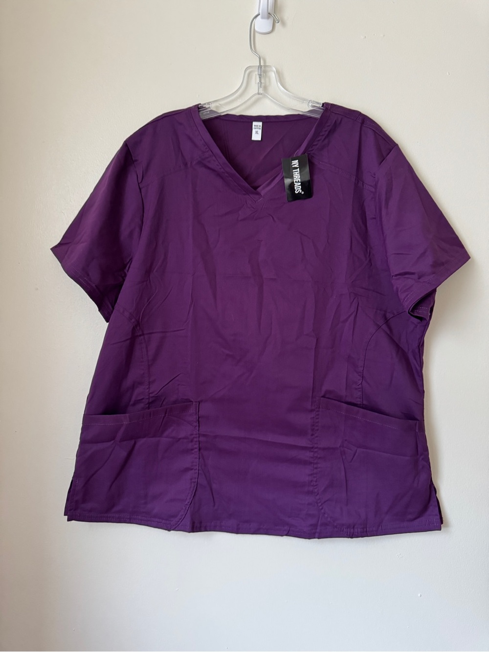 NY Threads Purple Scrub Top XL New With Tags